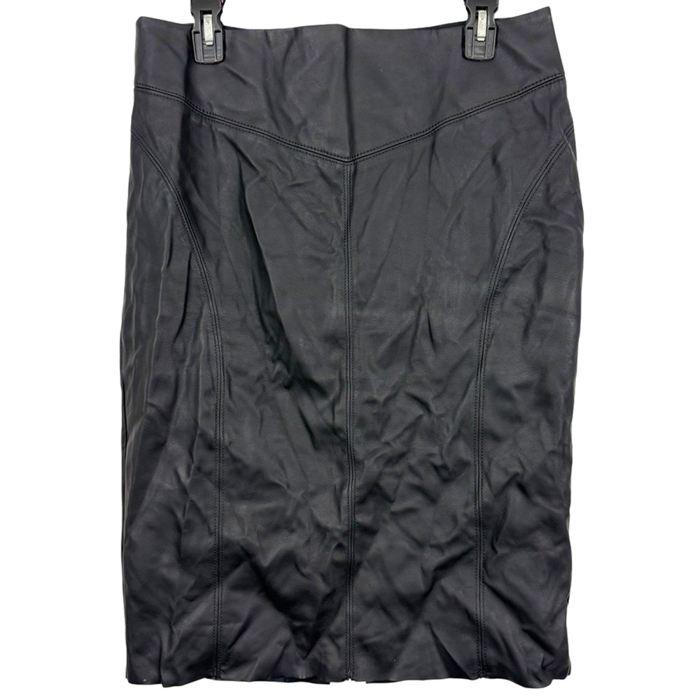 Express Matte Black Faux Leather Stretch Pencil Knee Length Skirt NWT sz 12